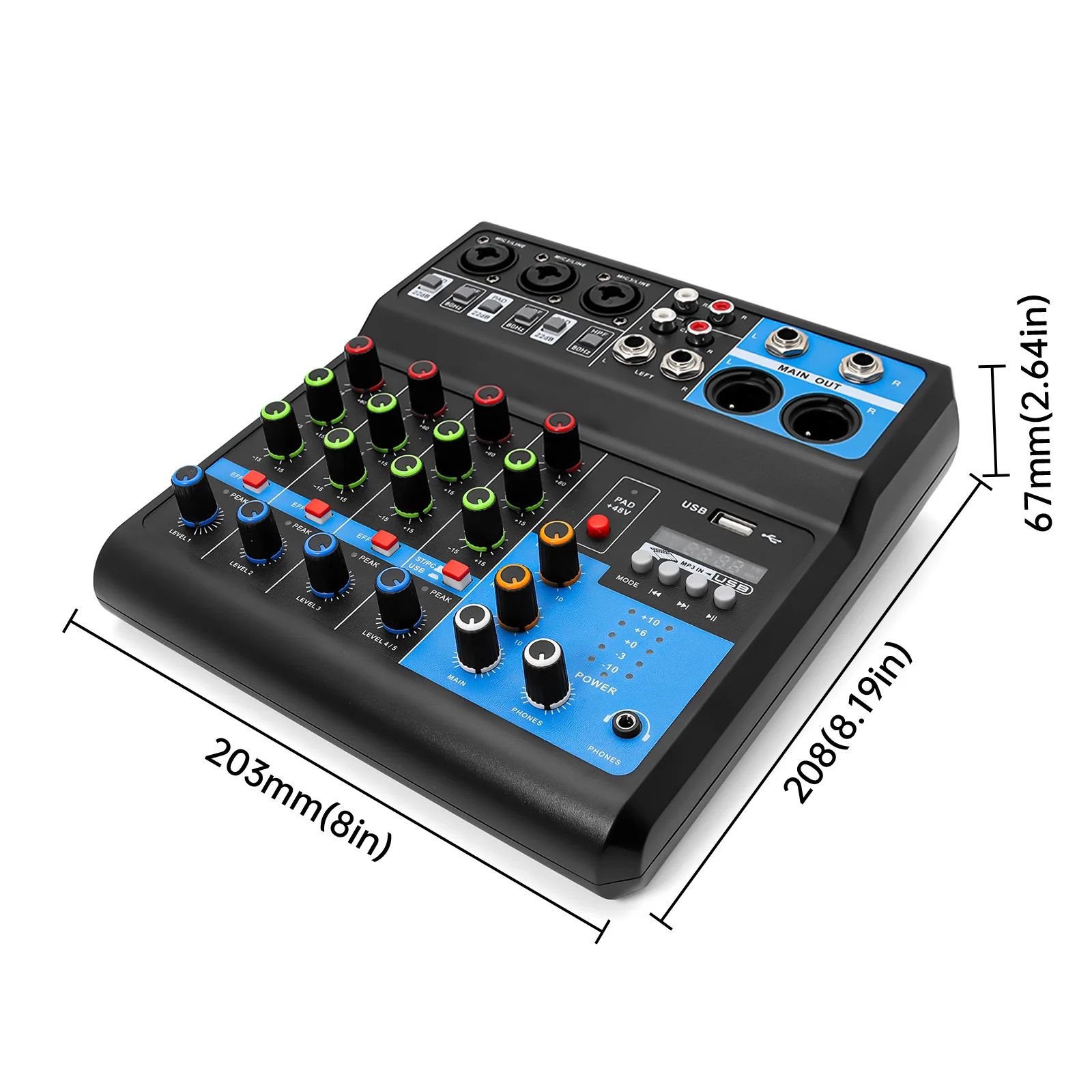HD Audio 4 5 Channel Sound Mixer Professional Portable Console Computer Input 48v Power Live Broadcast A4 A5 audio mixer