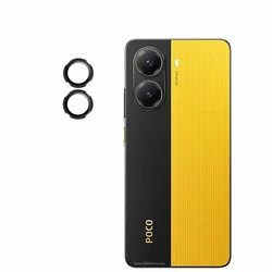 Premium Metal Frame Ring Case with Camera Protector & Aluminum Lens Glass Film for Poco X7 5G (Black)