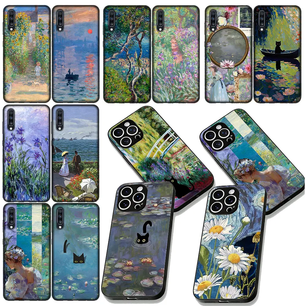 Claude Monet Impressionism Waterlily Cat Art Phone Case Cover