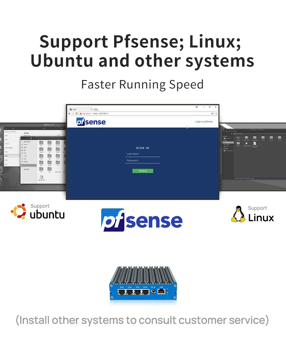 SZBOX G48S Fanless Router Alder Lake-N100 Windows 11 DDR5 NVME SSD pfSense Router OPNsense Firewall Server 4
