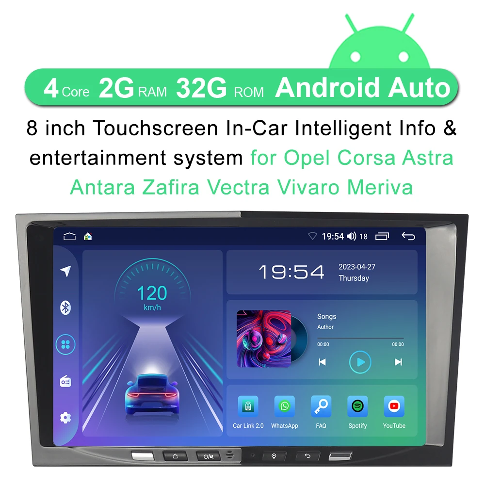 A-Sure 8'' HD Wireless CarPlay Android 11 Car Radio 2+32GB ROM DPS WIFI GPS Navigation For Opel Corsa C D Antara Zafira Astra