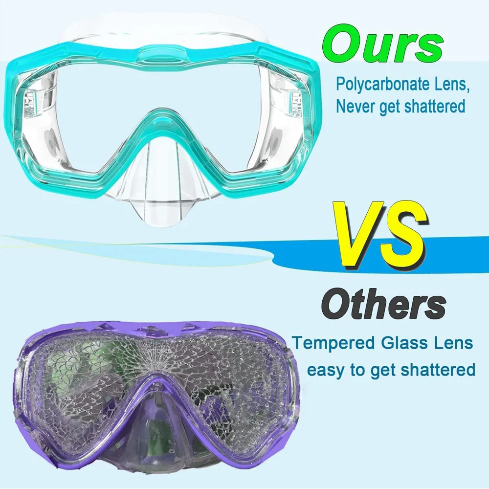3 Windows Snorkeling Diving Mask snorkeling diving mask diving mask Three-Lens Panoramic Wide View HD Adjustable For Adults and Kids