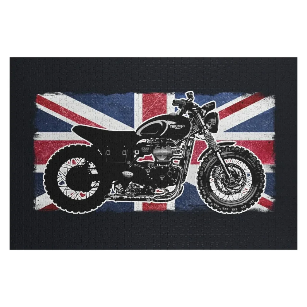 Custom Scrambler British Flag Muscle Bikes Scrambler Bikes Jigsaw Puzzle Personalized Gifts Personalized Baby Toy Puzzle