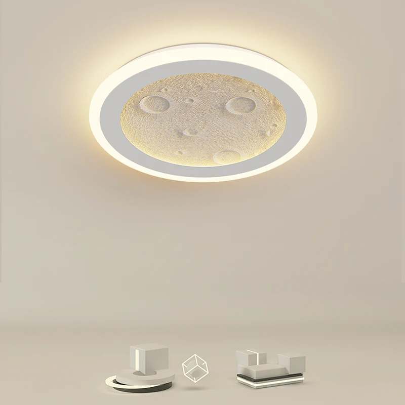 

Modern Minimalist Bedroom Cream Corridor Aisle Porch Balcony Ceiling Lights Creative Personality Decorative Painting Moon Lamp