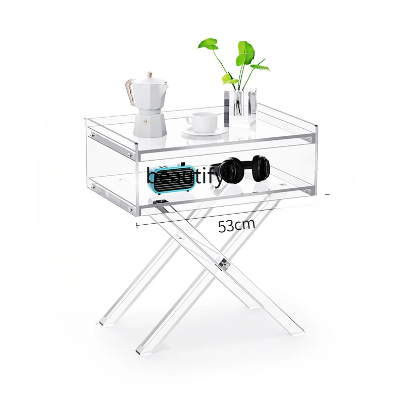 

Acrylic Bedroom Bedside Table Minimalist Creative Bedside Cabinet Small Mini Narrow Side Table