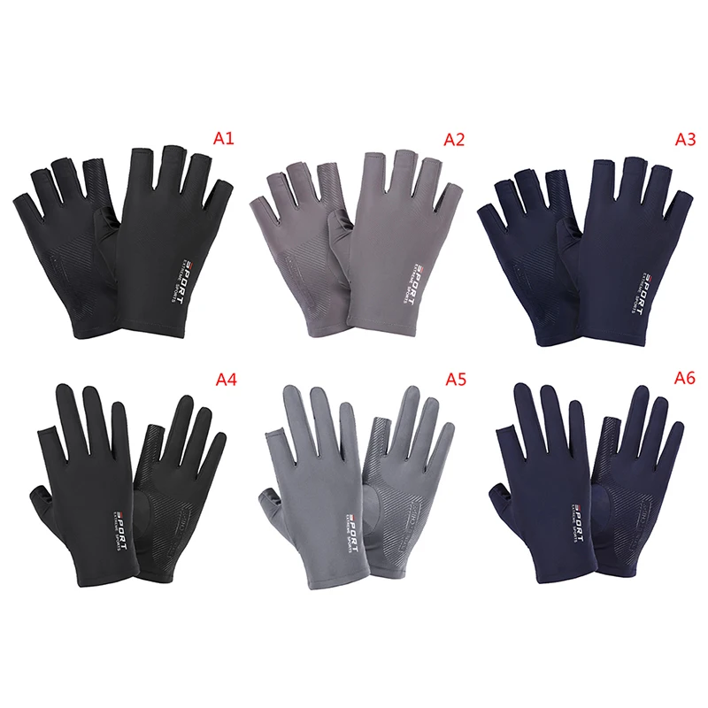 Sun Protection Gloves Breathable Ice Silk Non-Slip Anti-UV Outdoor Sports Rider Gloves Men Half Finger Cycling 1 Pair cycling gloves sports gloves sunscreen gloves