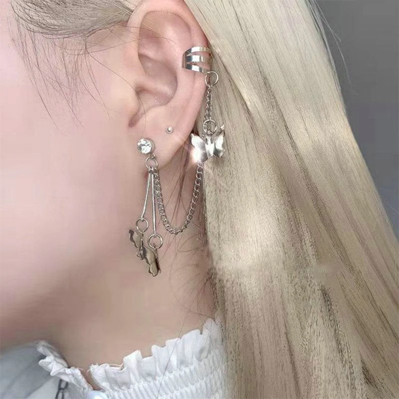 Ear Clip Earrings Fashion Female Cold Wind Punk Cool Butterfly Cuff Wedding Party Gift Jewelry