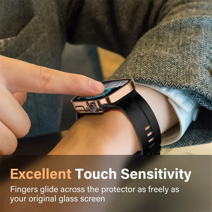 زجاج + غطاء لساعة أبل سلسلة 8 7 6 5 4 se 44 مللي م...