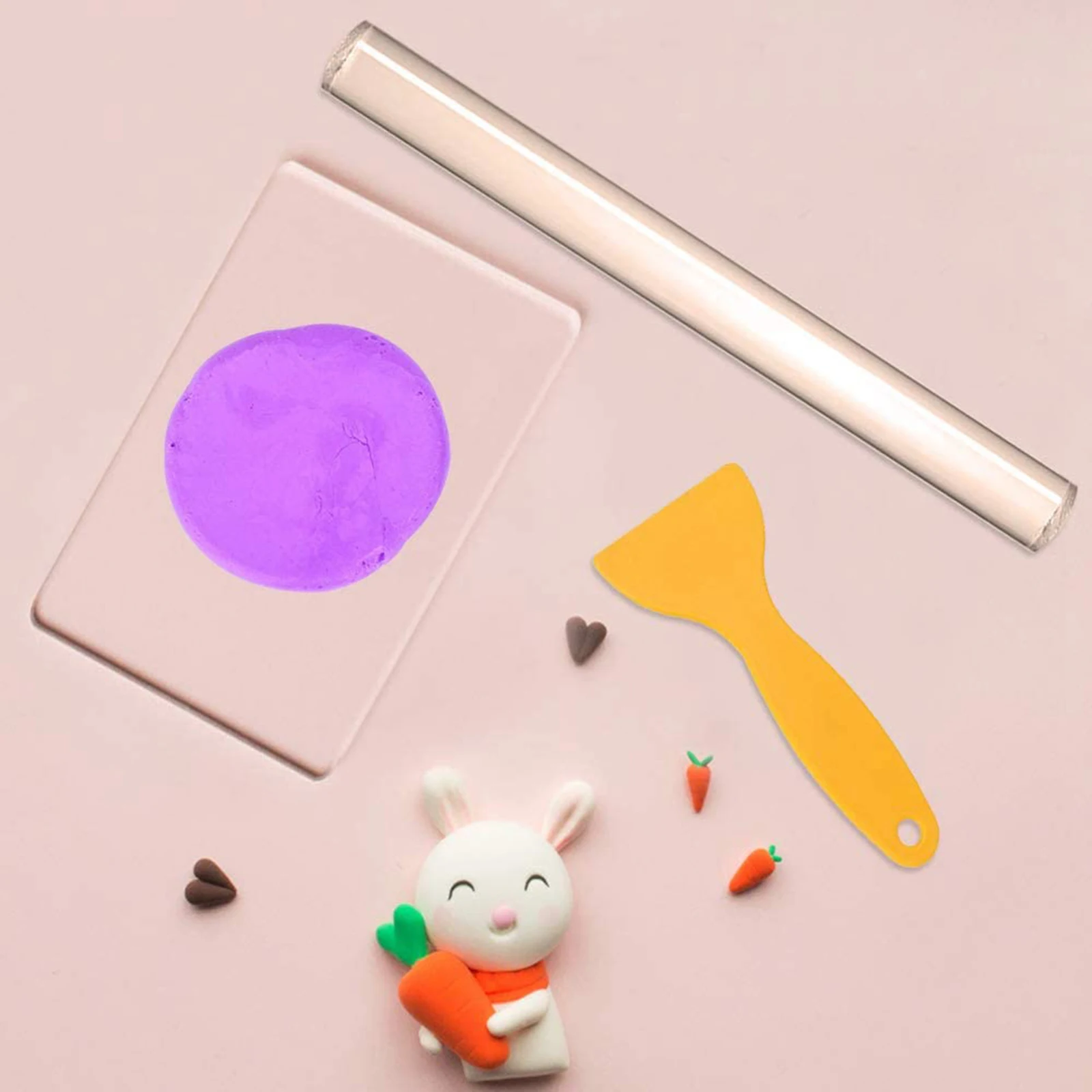 아크릴 롤러 핀 커터 투명 아크릴 시트 백킹 보드 보조 삽, 아트 DIY 도구, 폴리머 클레이 공예 도구, 9 개/세트