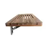 Teak Wood Folding Shower Seat Bench 24" Wall Mounted with Slots Wood Rounded Edges Easy Installation Non-ADA Compliant 4.24KG 2
