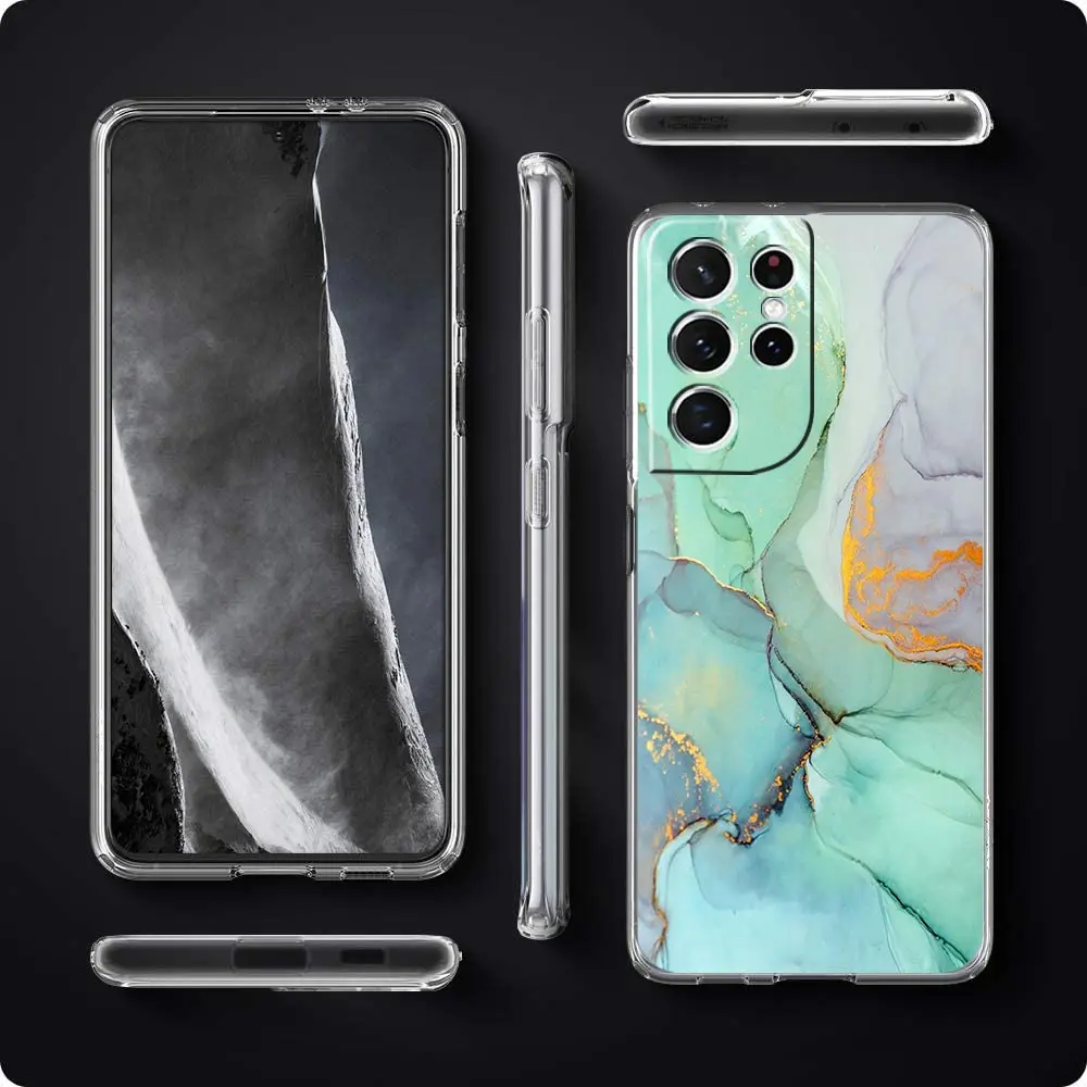 Elegant Marble Clear Silicone Shockproof Phone Case - Soft and Durable Protective Cover