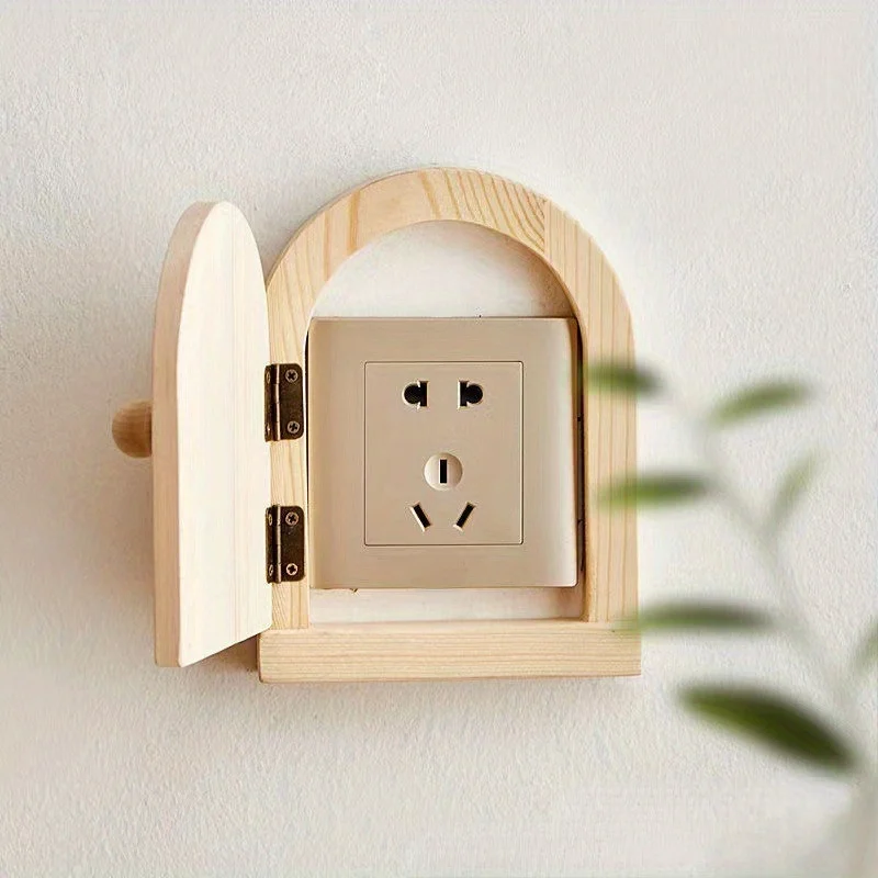 Protector Decorativo Para Enchufes De Madera – Estilo Rústico, 15x11.7 Cm, Instalación Sin Taladro
