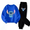 Long Sleeved Children's Pullover Long Pant Two Piece Sets Spring New Boys' Hoodies Set Kids Breathable Sweatsuit Disney Stitch 3