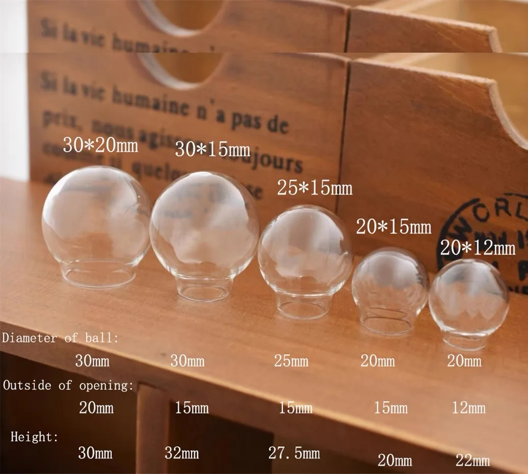 Mini Glass Globe Bubble 1/2/3X 20x12mm 20x15mm 25x15mm 30x20mm 35x25mm 40x25mm DIY Clear Round Glass Dome Jewelry Vial Pendant