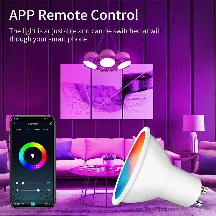 GU10 WiFi Smart LED Light Bulbs AC85-265V Smart Lamp 5W 7W 9W RGB
