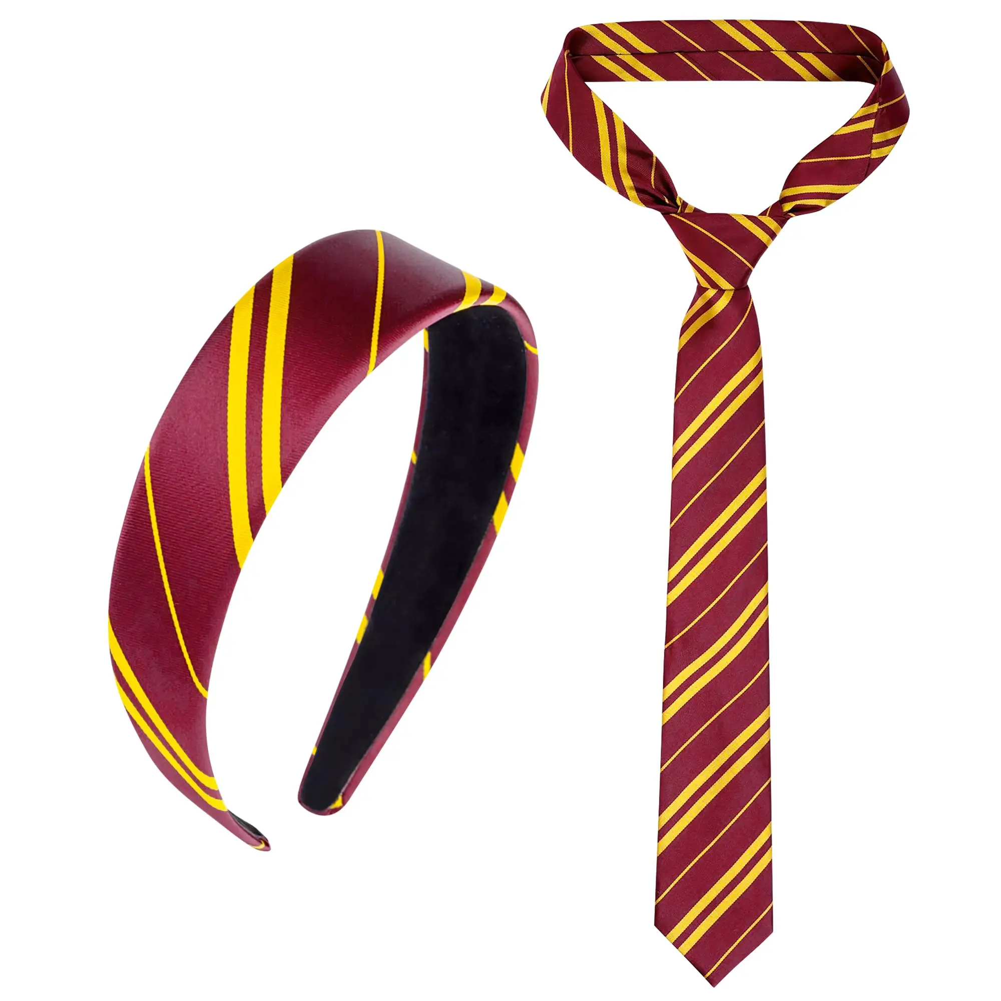 Burgundy and yellow striped headband wizard costume accessory set suitable for female adult girls to cosplay parties