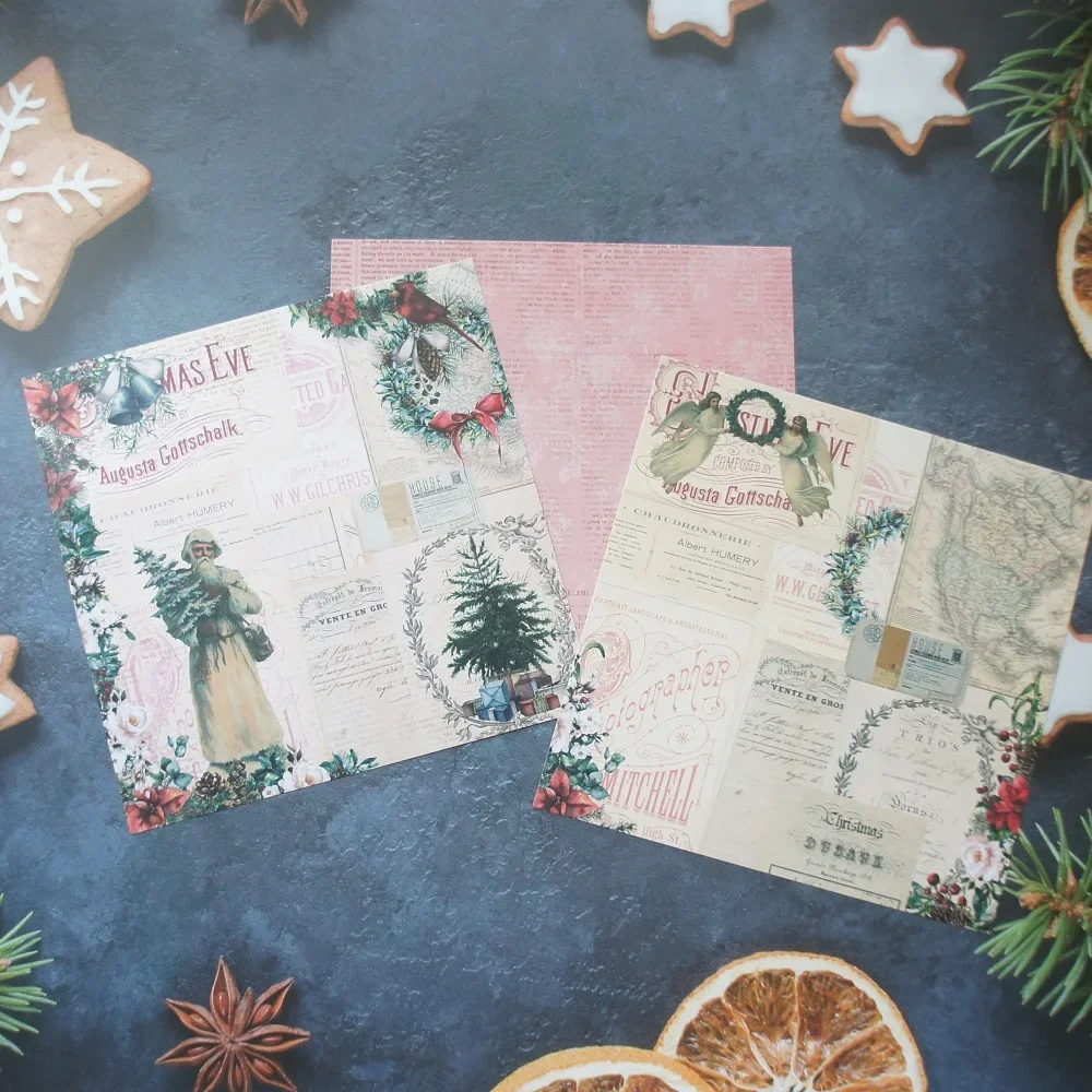 

24 Sheets DIY 12Style 15.2*15.2cm Christmas Singing Santa Claus Theme Craft Paper Scrapbooking Background Creative Handmade Gift