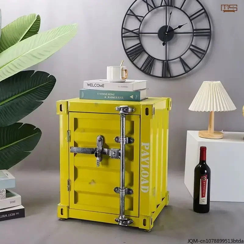 Creative Retro Industrial Style Metal Storage Cabinet Bedroom Bedside Table Cafe Window Display Storage Box Home Furniture