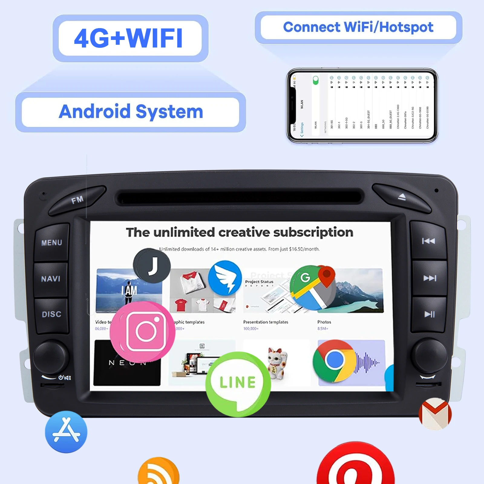 Android Car Radio for Mercedes Benz CLK W209 W203 W463 W208 W210 Multimedia Play