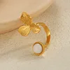 Freeteeme Retro Various Styles Natural Zircon Ring for Women Men Stainless Steel Gold Color Open Size Anillo Couple Jewelry Gift 4