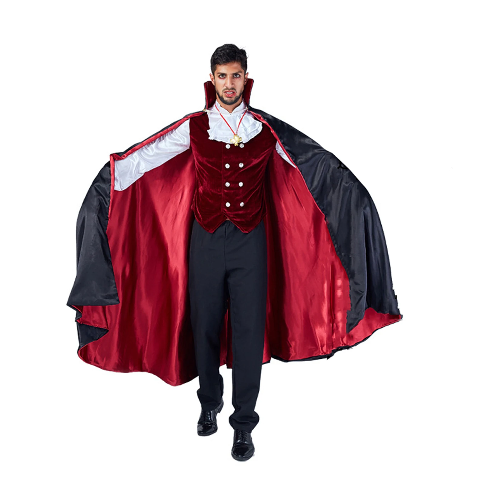 Disfraces de vampiro para hombres, Tops de manga larga, pantalones y capa  para Cosplay, mascarada, fiesta de rol, Disfraces de Halloween de Cosplay -  AliExpress, image size:1600x1600