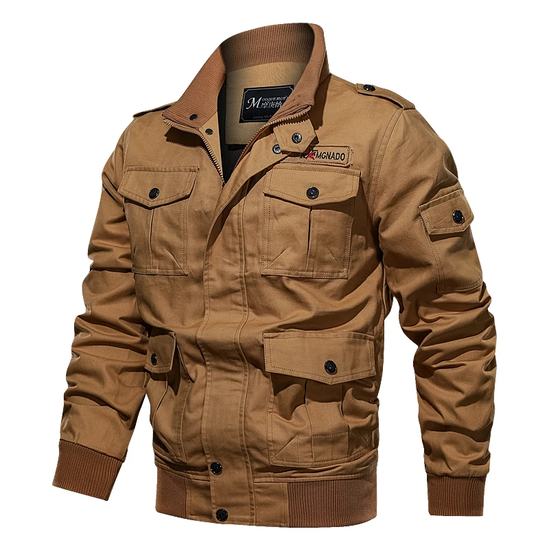 Bomber Jacket Spring Autumn Men Fashion Casual Multi Pocket Jacket Coat Outdoor Windbreaker Sport Slim Military Jackets Male 6XL 2