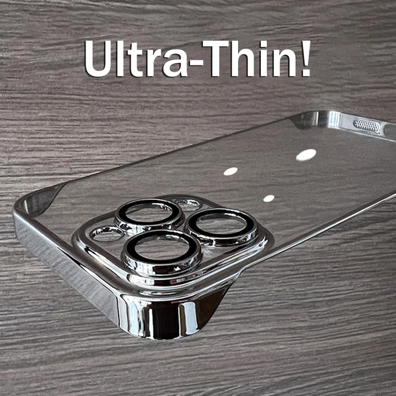 Luxury Plating Ultra-Thin Transparent Frameless Case with Clear Hard Lens Protection