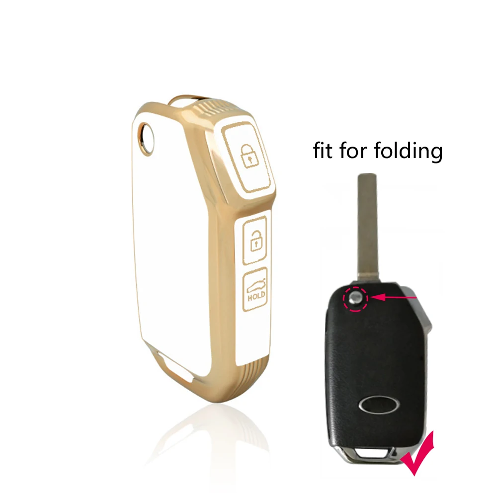 Gold TPU Key Cover Holder Fob Case