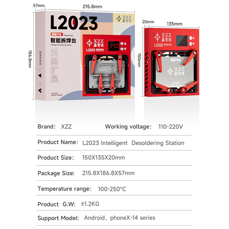 XZZ 지능형 예열 납땜 제거 스테이션 몰드, 아이폰 안드로이드 CPU IC 카메라 BGA 스텐실 수리, IP 15 시리즈, L2023, 신제품