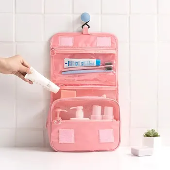 Borsa da toilette da viaggio portatile, borsa da appendere impermeabile, borsa per cosmetici con gancio per tasche in rete, accessori da viaggio, borse per il trucco 1