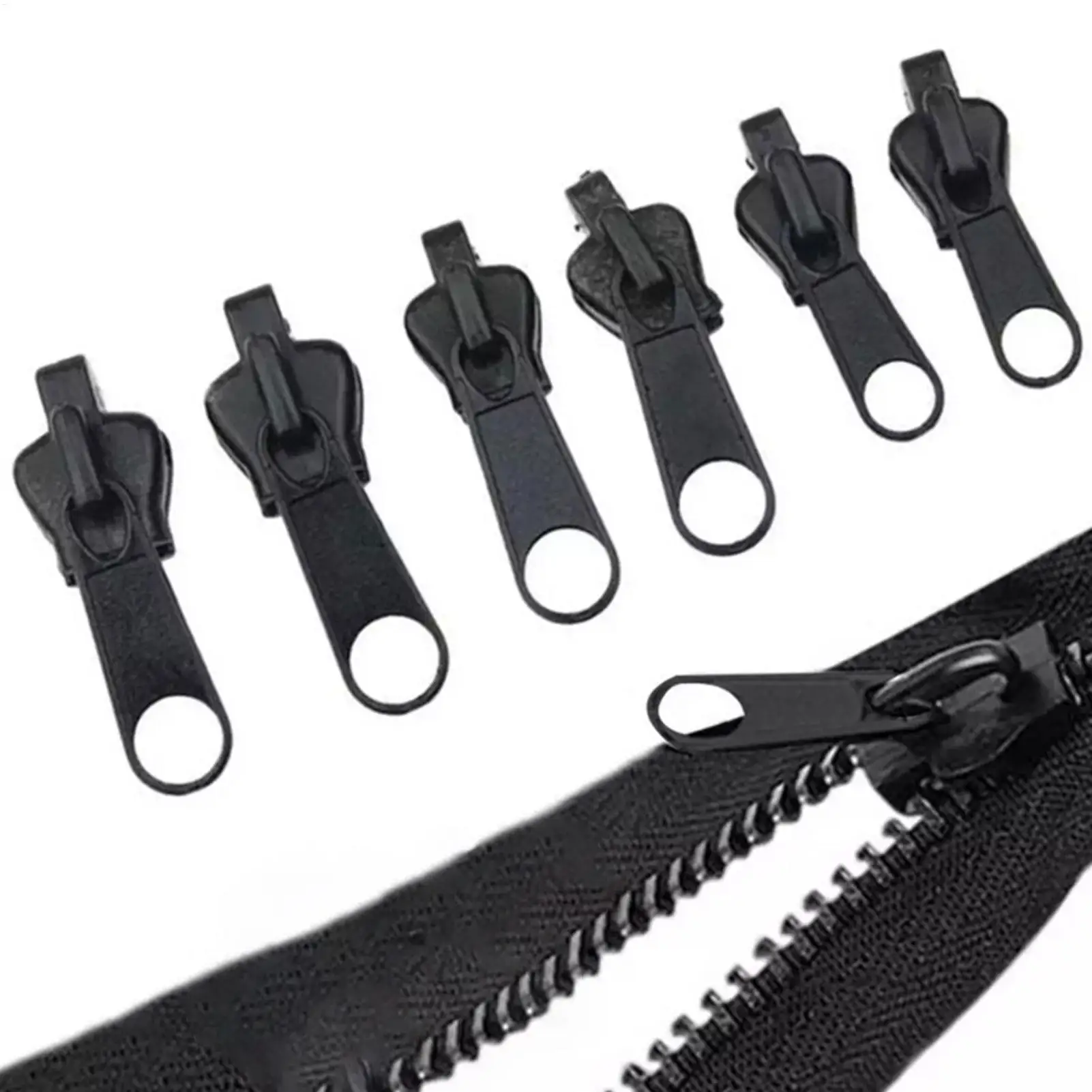 6pcs Zipper Repair Kit Sturdy Zip Fixer Heavy Duty Zipper Head Accessories Multifunctional Detachable Zip Slider Repair Kit