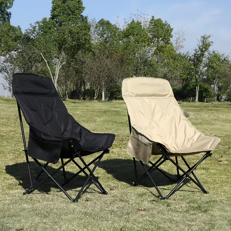 Outdoor Full Sponge Filled Fishing Chair Thickened High Back Portable Outdoor Foldable Chair Carry Bag