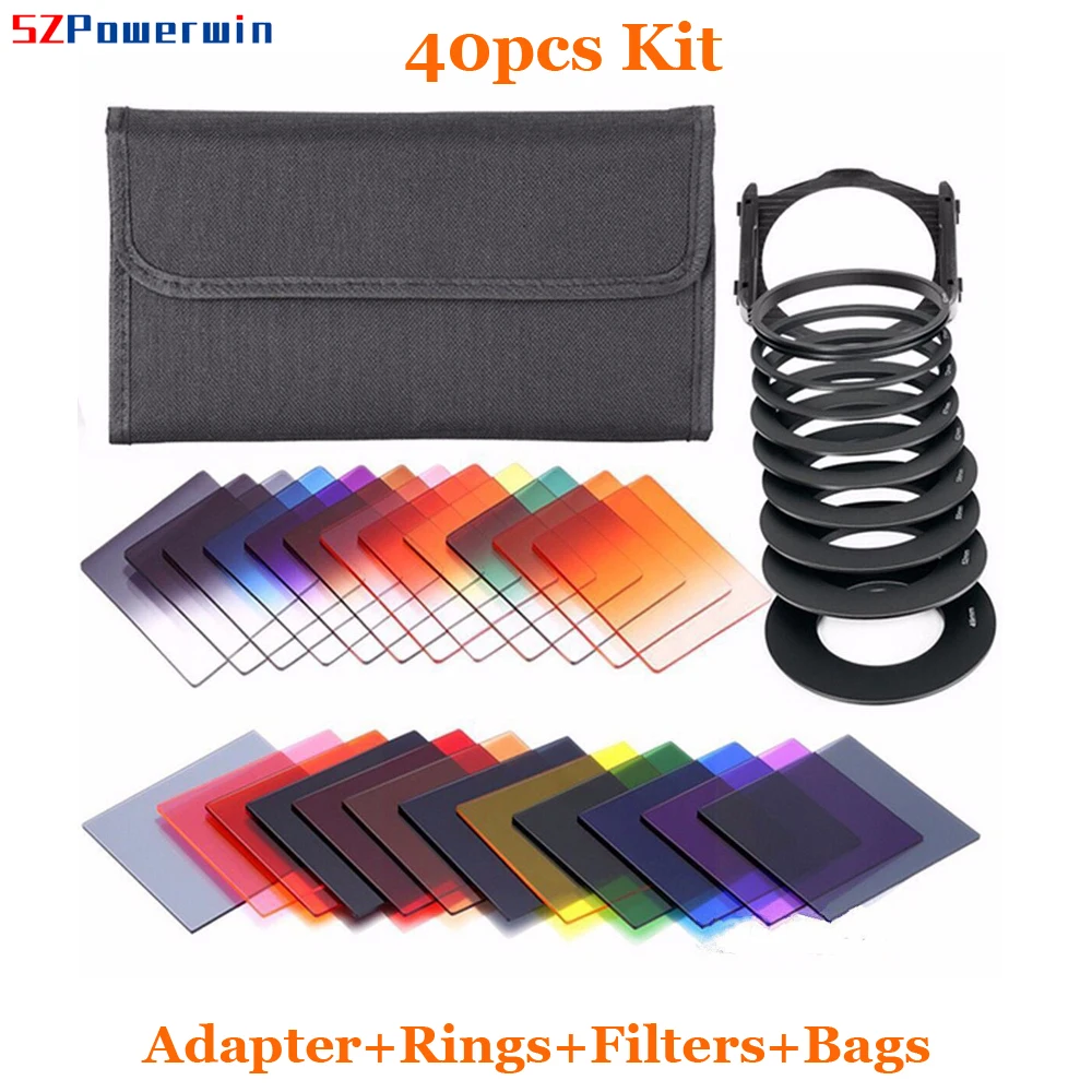 

Набор градиентных нейтральных цветных фильтров Powerwin с переходными кольцами и держателями для объектива цифровой зеркальной камеры-идеально подходит для потрясающего градиента