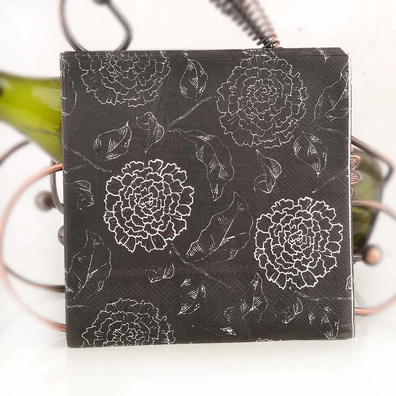 2-Ply 33cm Colourful Napkins Printed Placemat Paper Mouth Cloth Wedding Cup Flower Paper Hotel Banquet Gold 10/20pcs/Pac