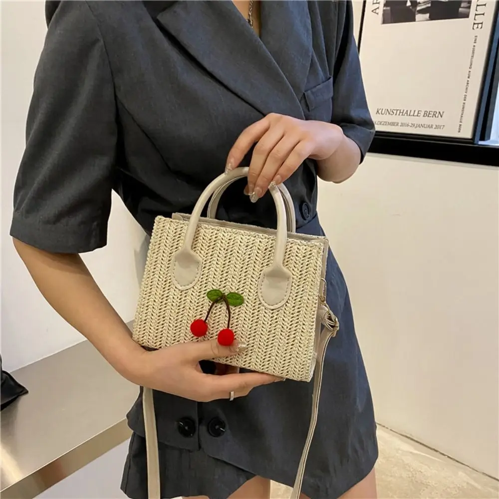 

Модная плетеная Сумка через плечо, новая милая женская маленькая квадратная сумка, сумка-тоут на одно плечо, ретро соломенные сумки из ротанга