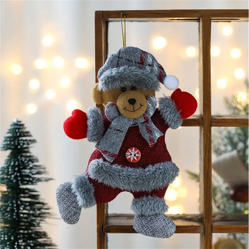 4 piezas de adornos navideños, regalo de Papá Noel, muñeco de nieve, árbol de juguete, muñeca, decoraciones colgantes