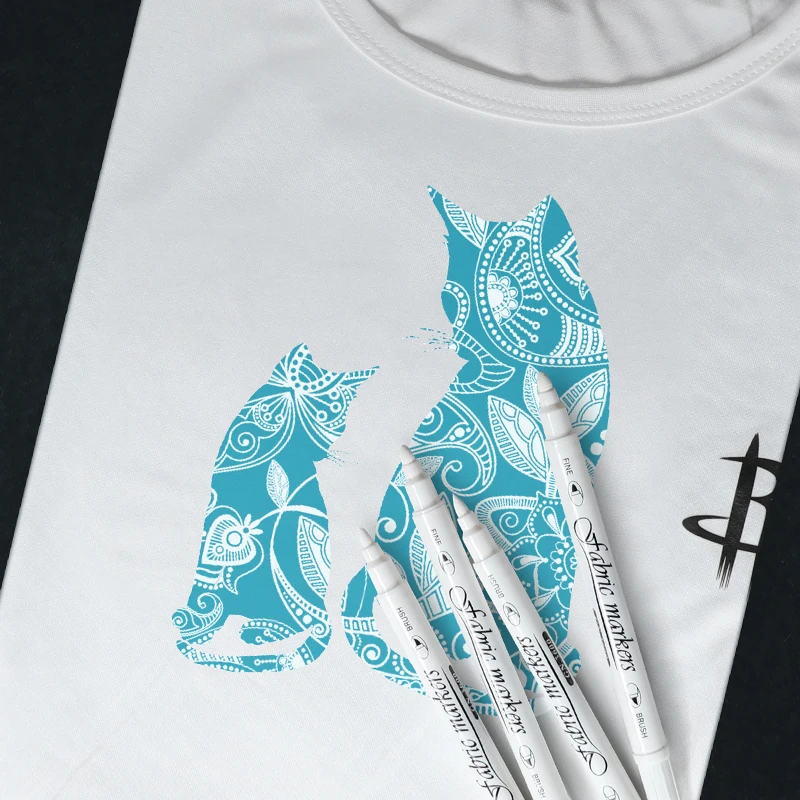 White Fabric Markers Pens Set Dual Tip Permanent Fabric Art Paint Pens for T-Shirts Sneakers Canvas Bags Kids Adult Painting