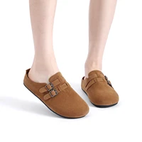 Evshine Sabots en daim pour femme avec double boucle Diapositives de plage antidérapantes Chaussures de pommes de terre classiques Mules plates confortables à semelle intérieure souple 6