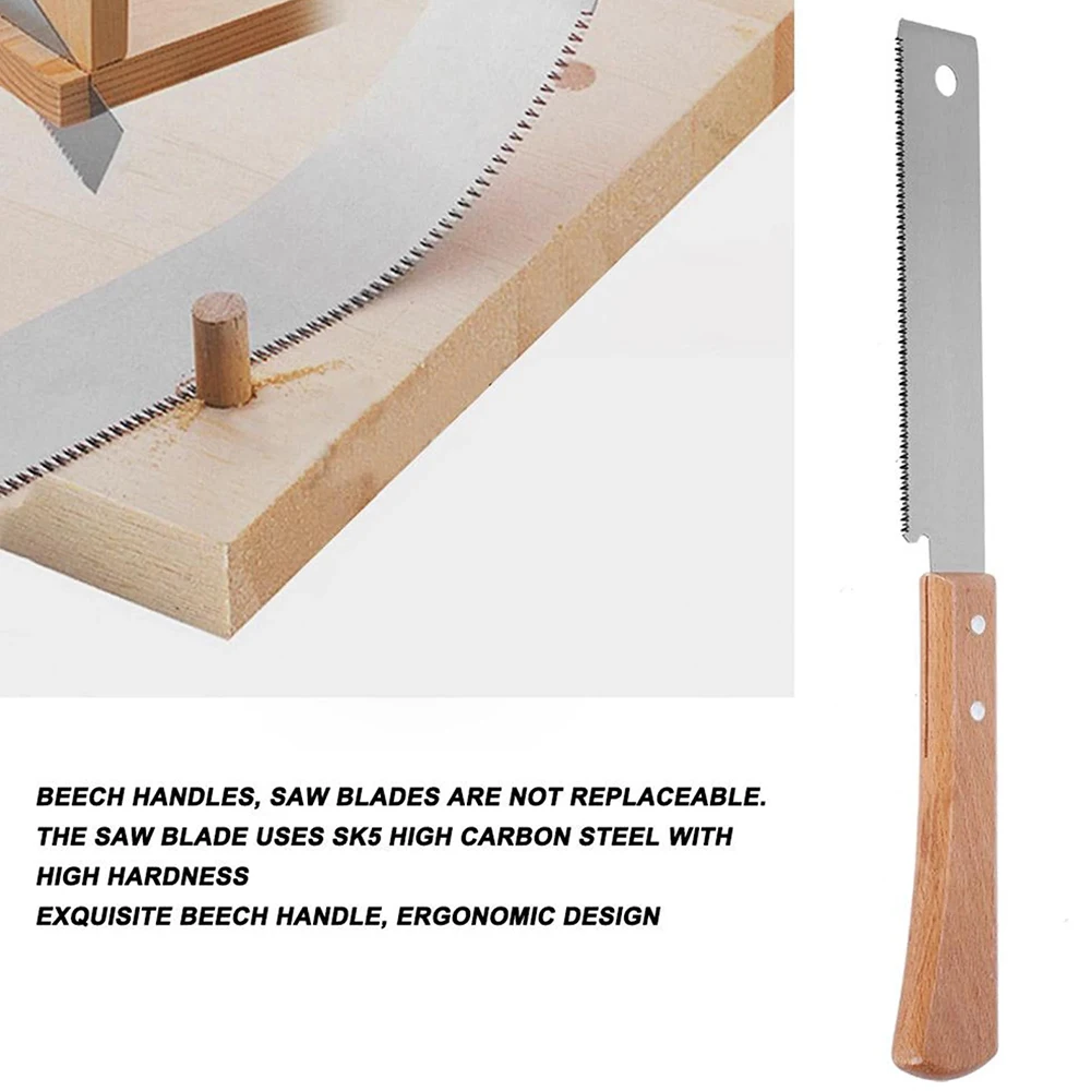 12 Inch Hand Saw Stainless Steel Pull Saw with Non-slip Wooden Handle 17Teeth Handheld Trim Woodworking Plastic Cutting Tool