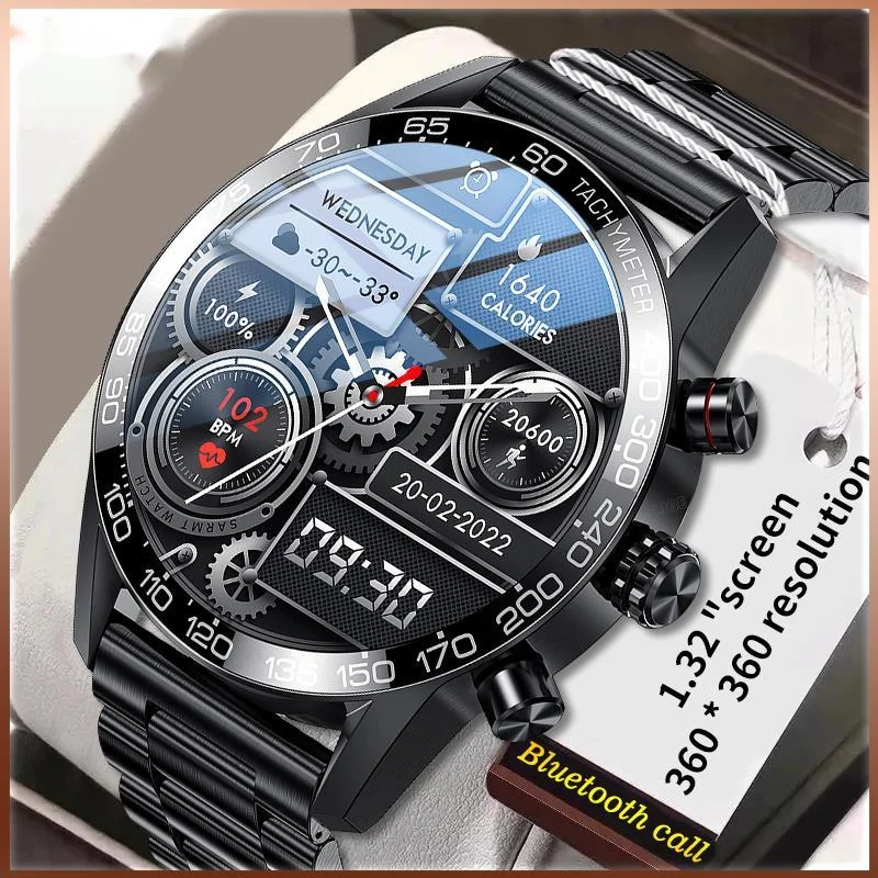 

2023 Business Smart Calling Watch Music Player Sports Heart Rate Blood Pressure IP67 Waterproof AMOLED Full Touch Men Smartwatch