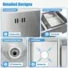 Kitchen Sink Double Bowl 30.7x16.9inch Stainless Steel Sink Workstation Sink Basin Dish Drying Rack Utility Sink 6