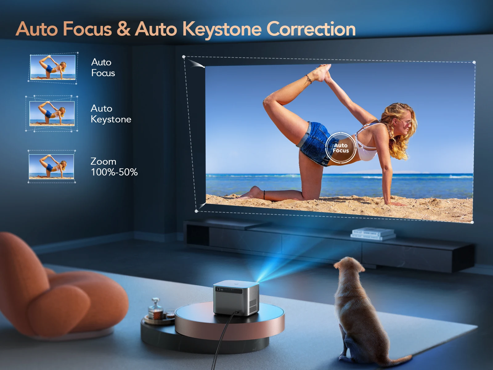 Projektor TOPTRO 4K 600ANSI Full HD 1080P 16000L WiFi6 Bluetooth projektor z androidem automatyczne ustawianie ostrości/Keystone projektor do kina domowego X7