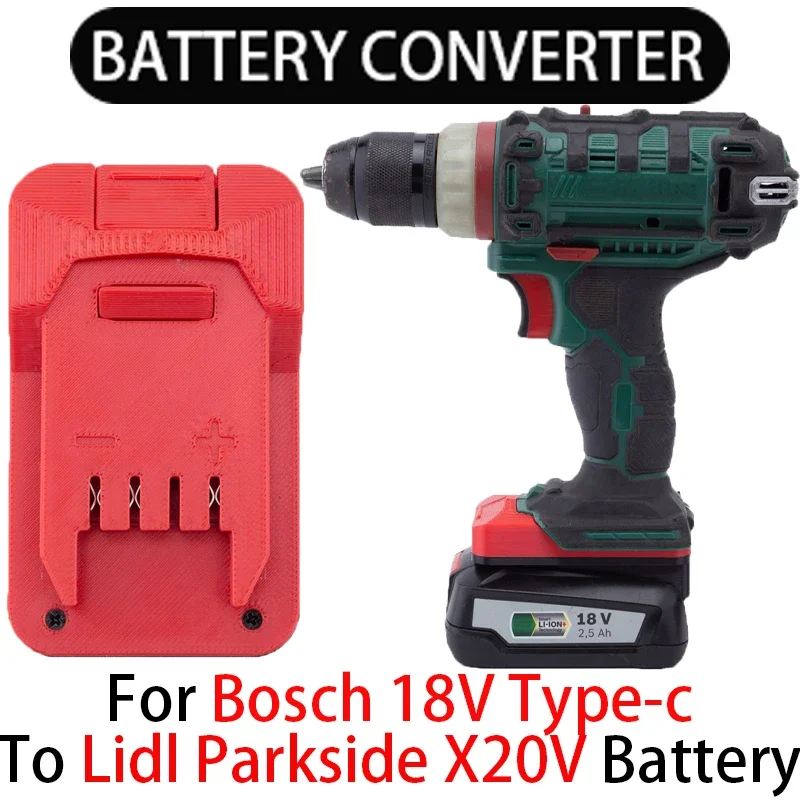 Adapter For Lidl Parkside X20V Li-ion Tools converter To For Bosch 18V Li-ion Battery(Type-C)AL1810CV AL1815CV adapter