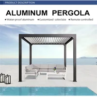 Bioclimatic Aluminum  Pergola 3x4m/10x12ft Manual flip louvered roof with manual roller blinds garden gazebo canopy 6
