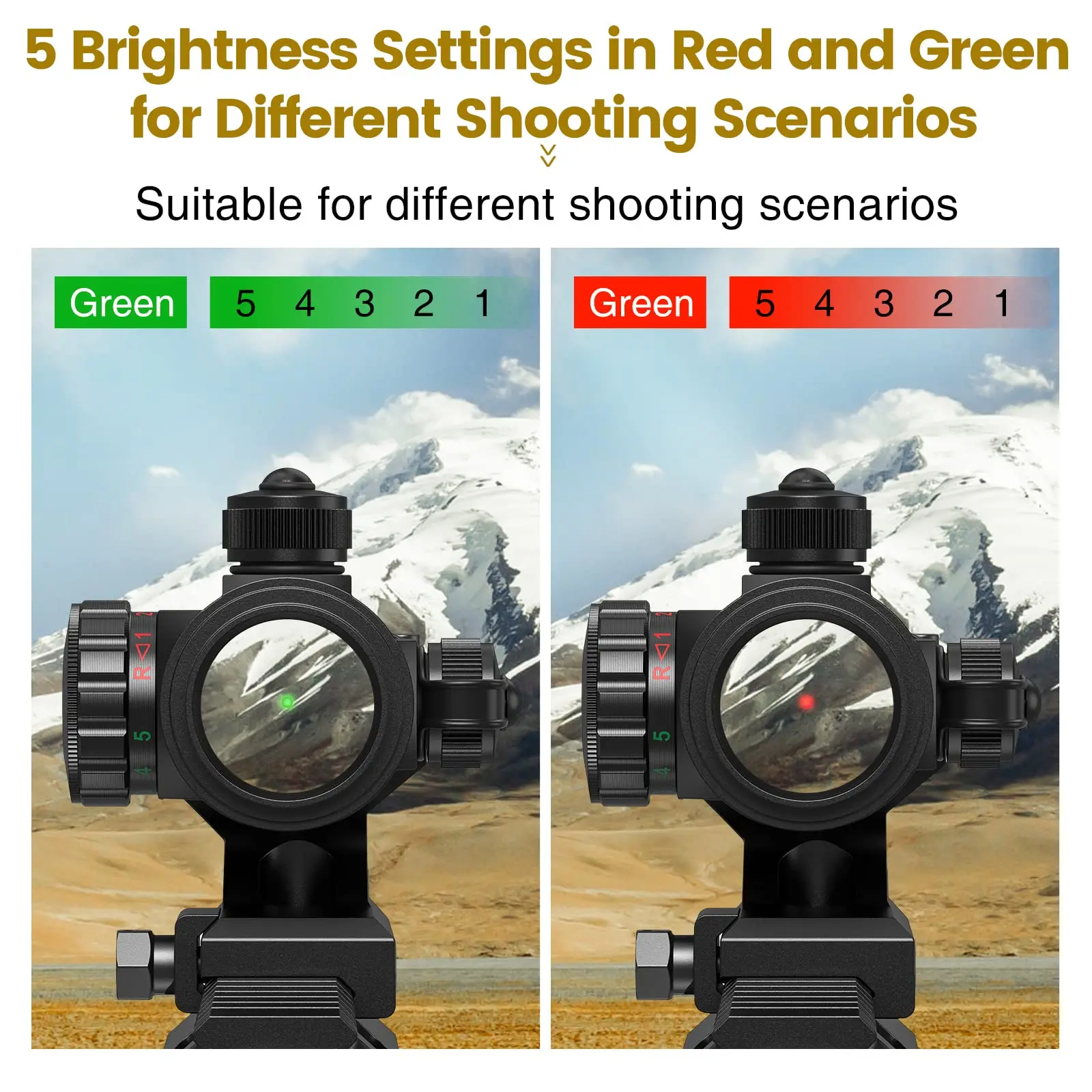 CVLIFE 4MOA 1x30mm Red Green Dot Scope Reflex Sight Fit Hundgun for 20mm Cantilever Mount Hunting Tactical Black