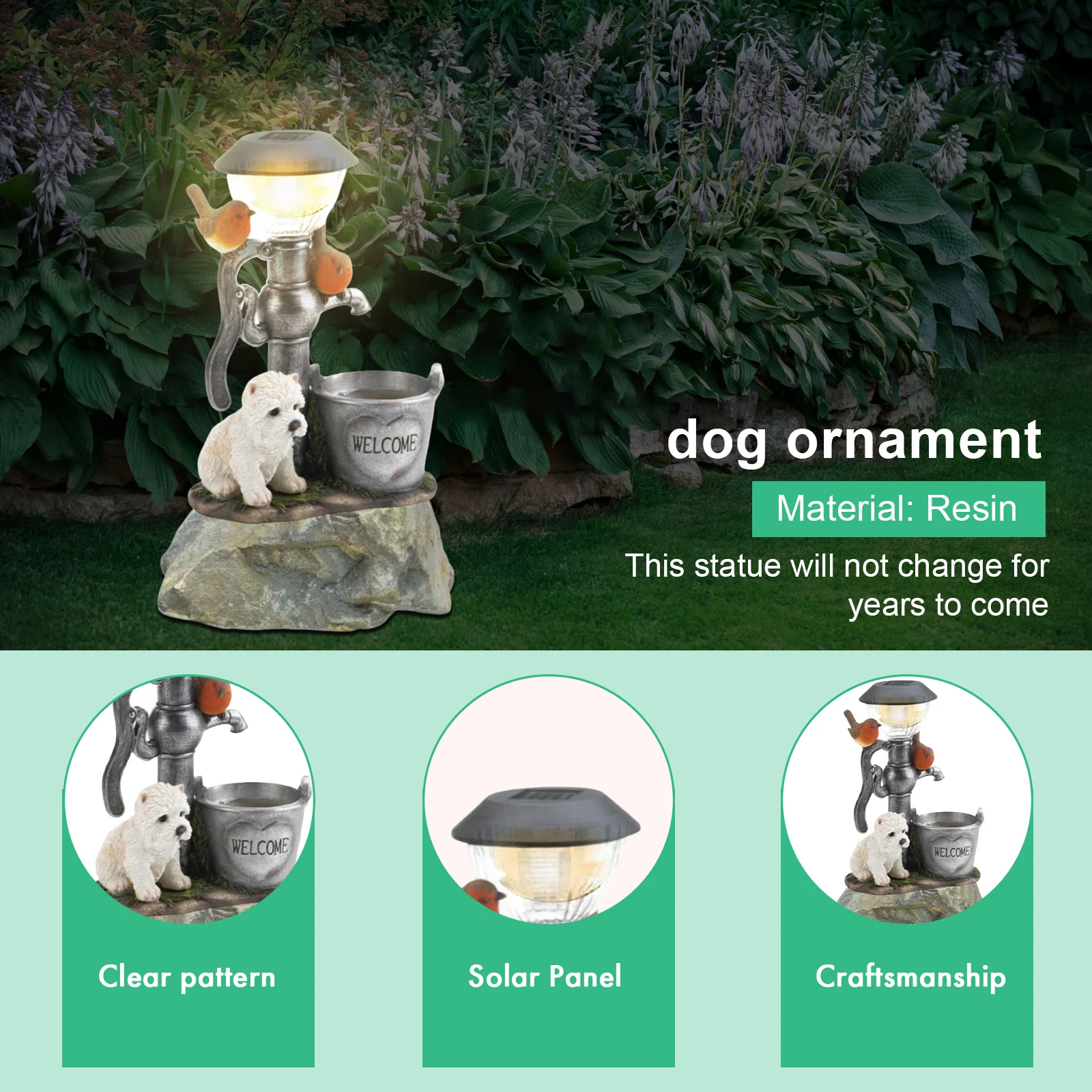 Solar LED Animals Figurine Resin Light Decorative Figurine With Light Outdoor Garden Lawn Holiday Gifts Home Decor For Courtyard