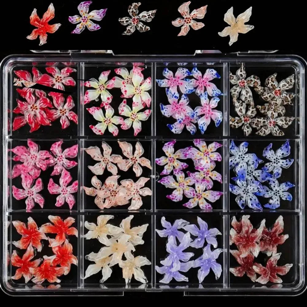 salt　2025'つるし飾り「春彩」haruiro 20/60/72Pcs 3D Hawaii Flowers Nail Charms Summer Hibiscus Floral