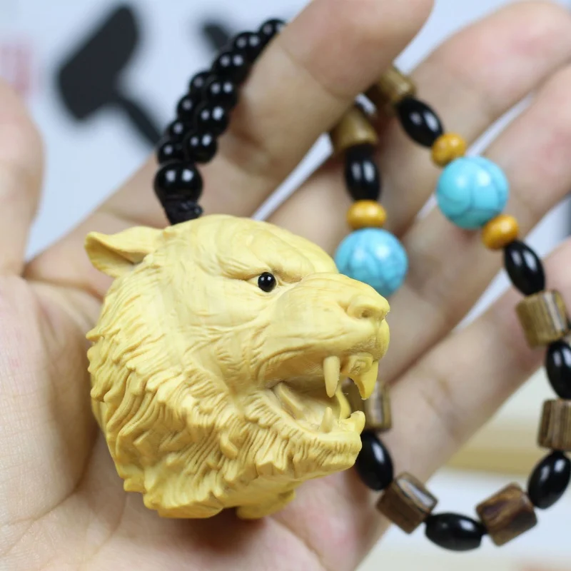 

Резьба из самшита подвеска в виде тигра, украшения в виде знаков зодиака из массива дерева, Мужской портативный тигр, тигр, Shengwei