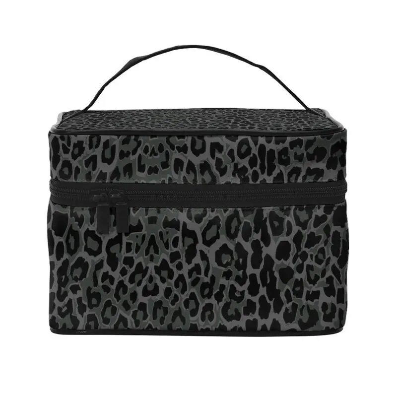 Black Leopard Makeup Organizer Bag for Travel Women Vertical Storage Multifunctional Cosmetics Toiletry Bag for Skincare 1