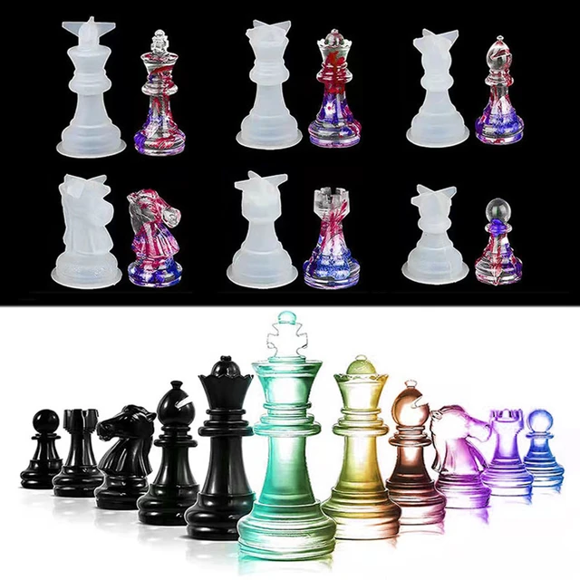 Peça de xadrez/placa cristal multi estilo tridimensional rainha rei 6 molde  de silicone para diy peças de xadrez resina epóxi - AliExpress